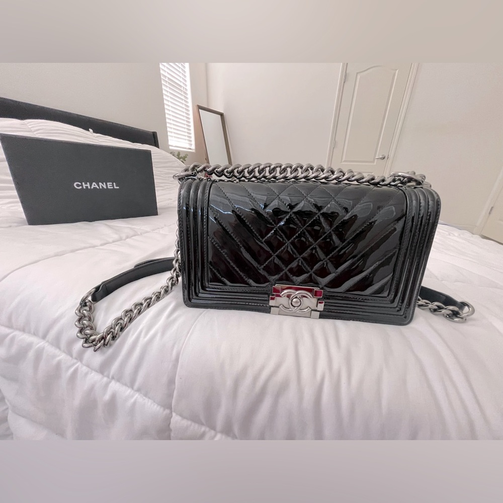 Authentic CHANEL Old Medium Boy Bag